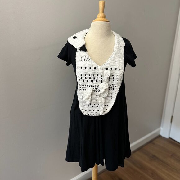 Crochet Swan Unique Quirky Black Dress Sz Small - Picture 8 of 12